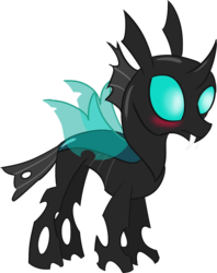 Size: 1085x1372 | Tagged: safe, artist:waffleberry, thorax, changeling, g4, blushing, male, simple background, solo, spread wings, transparent background