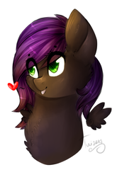 Size: 632x916 | Tagged: safe, artist:twinkepaint, oc, oc only, oc:evening howler, pegasus, pony, bust, female, heart, mare, portrait, simple background, solo, white background