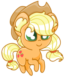 Size: 423x501 | Tagged: safe, artist:kagalicious, applejack, g4, chibi, ear fluff, female, simple background, solo, transparent background