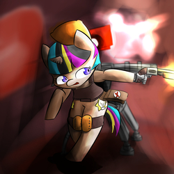 Size: 1500x1500 | Tagged: safe, artist:mr.candy_owo, oc, oc only, oc:purple light, gun, solo, team fortress 2, weapon