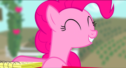 Size: 1360x730 | Tagged: safe, screencap, pinkie pie, earth pony, pony, castle mane-ia, g4, ^^, eyes closed, female, mare, smiling, solo