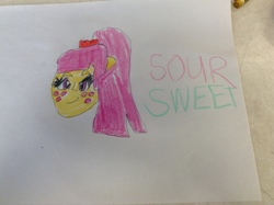 Size: 2592x1936 | Tagged: artist needed, safe, sour sweet, equestria girls, g4, my little pony equestria girls: friendship games, drawing, female, head, name, solo, traditional art