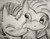 Size: 2671x2087 | Tagged: safe, artist:acleus097, fluttershy, rarity, g4, female, fluffy, grayscale, heart, heart eyes, high res, lesbian, monochrome, nuzzling, pencil drawing, ship:flarity, shipping, traditional art, wingding eyes