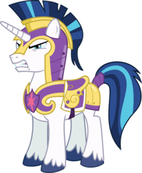 Size: 3000x3644 | Tagged: safe, artist:sollace, shining armor, pony, unicorn, g4, the times they are a changeling, .svg available, angry, armor, high res, male, show accurate, simple background, solo, transparent background, unshorn fetlocks, vector