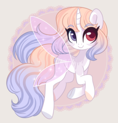 Size: 2500x2600 | Tagged: safe, artist:hawthornss, oc, oc only, oc:astral, pony, unicorn, cute, fairy wings, female, heterochromia, high res, looking at you, mare
