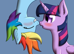 Size: 1646x1197 | Tagged: safe, artist:zogzor, rainbow dash, twilight sparkle, alicorn, pony, g4, blushing, boop, cute, ear fluff, female, lesbian, noseboop, ship:twidash, shipping, twilight sparkle (alicorn)