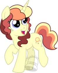 Size: 556x700 | Tagged: safe, artist:tambelon, oc, oc only, oc:sundrop, pony, unicorn, female, mare, solo, watermark