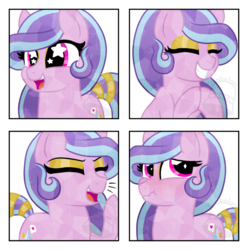 Size: 695x700 | Tagged: safe, artist:tambelon, oc, oc only, oc:succulent scent, crystal pony, pony, cute, expressions, female, mare, solo, watermark