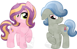 Size: 1089x700 | Tagged: safe, artist:tambelon, oc, oc only, oc:proud ametrine, oc:soft zoisite, crystal pony, pony, female, male, mare, siblings, stallion, watermark