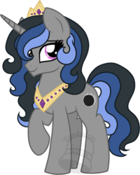 Size: 560x700 | Tagged: safe, artist:tambelon, oc, oc only, oc:princess penumbra, pony, unicorn, female, jewelry, mare, offspring, parent:good king sombra, parent:king sombra, parent:princess celestia, parents:celestibra, simple background, solo, tiara, transparent background, watermark