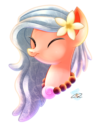 Size: 1280x1624 | Tagged: safe, artist:iheartjapan789, oc, oc only, oc:island tide, pony, eyes closed, female, jewelry, mare, necklace, simple background, solo, transparent background