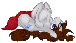 Size: 700x400 | Tagged: safe, artist:frist44, artist:imiokun, oc, oc only, oc:miles, pony, unicorn, animated, blanket, chest fluff, cute, ear fluff, fluffy, gif, impossibly large chest fluff, leg fluff, male, on back, shoulder fluff, simple background, stallion, transparent background
