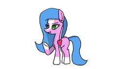 Size: 1280x720 | Tagged: safe, artist:symphonydawn3, oc, oc only, oc:sweetie mix, earth pony, pony, female, heart necklace, heterochromia, simple background, solo