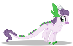 Size: 1024x639 | Tagged: safe, artist:mlpchannelire02, oc, oc only, dracony, hybrid, impossibly long tail, interspecies offspring, offspring, parent:rarity, parent:spike, parents:sparity