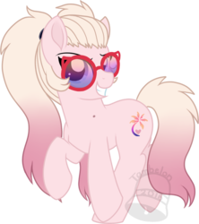 Size: 621x700 | Tagged: safe, artist:tambelon, oc, oc only, oc:sunset, earth pony, pony, female, glasses, mare, solo, watermark