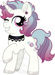 Size: 512x700 | Tagged: safe, artist:tambelon, oc, oc only, oc:sweet sunder, pony, unicorn, choker, female, mare, solo, watermark