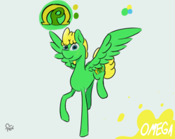 Size: 1265x1000 | Tagged: safe, artist:omegapex, oc, oc only, oc:omega, pegasus, pony, blue eyes, curly hair, cutie mark, reference sheet, solo