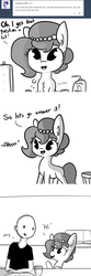 Size: 792x2376 | Tagged: safe, artist:tjpones, oc, oc only, oc:brownie bun, oc:richard, earth pony, human, pony, horse wife, ask, comic, dialogue, grayscale, monochrome, raised hoof, soap, tumblr