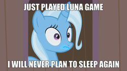 Size: 1280x720 | Tagged: safe, edit, edited screencap, screencap, trixie, pony, luna game, g4, image macro, meme