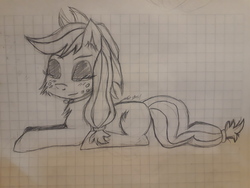 Size: 4128x3096 | Tagged: safe, applejack, pony, g4, cheek fluff, drawing, female, graph paper, high res, resting, solo, traditional art