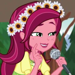 Size: 720x720 | Tagged: safe, screencap, gloriosa daisy, equestria girls, g4, my little pony equestria girls: legend of everfree, cropped, female, lip bite, magical geodes, solo
