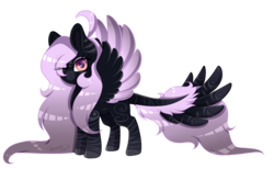 Size: 2862x1878 | Tagged: safe, artist:minelvi, oc, oc only, oc:marfa, original species, pony, colored wings, eyebrows, eyebrows visible through hair, eyelashes, female, mare, one eye closed, simple background, solo, tattoo, transparent background, wink