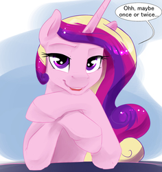 Size: 1280x1357 | Tagged: safe, artist:silfoe, princess cadance, pony, royal sketchbook, g4, derail in the comments, dialogue, female, looking at you, open mouth, solo, speech bubble