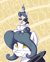 Size: 2134x2630 | Tagged: safe, artist:dsp2003, artist:lalieri, oc, oc only, oc:hattsy, earth pony, pony, blushing, collaboration, female, fractal, hat, high res, recursion, top hat