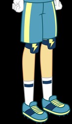 Size: 1024x1751 | Tagged: source needed, safe, artist:imperfectxiii, flash sentry, equestria girls, g4, black background, clothes, cropped, knee pads, legs, pictures of legs, shoes, simple background, sneakers, socks, sports shorts