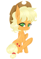 Size: 1236x1775 | Tagged: safe, artist:sofialurax, applejack, earth pony, pony, g4, female, scrunchy face, simple background, sitting, solo, transparent background