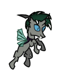 Size: 325x433 | Tagged: safe, artist:sharp tone, oc, oc only, oc:sharp tone, changeling, animated, changeling oc, fangs, flying, gif, green hair, wings