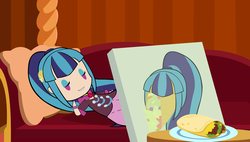 Size: 1272x720 | Tagged: safe, artist:shadesofeverfree, sonata dusk, human, equestria girls, g4, breakfast, burrito, draw me like one of your french girls, food, human coloration, music video, sonataco, taco, that girl sure loves tacos, that siren sure does love tacos, youtube link