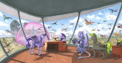 Size: 1950x1012 | Tagged: safe, artist:baron engel, twilight sparkle, oc, oc:long path, oc:roseclaw, alicorn, changeling, griffon, pegasus, pony, fanfic:a different perspective, g4, airship, armor, army, book, changeling swarm, colored pencil drawing, crystal empire, desk, fanfic art, female, flying, force field, helmet, male, mare, mountain, mountain range, realistic horse legs, scenery, stallion, swarm, traditional art, twilight sparkle (alicorn)