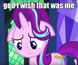 Size: 917x768 | Tagged: safe, edit, edited screencap, screencap, starlight glimmer, pony, unicorn, every little thing she does, g4, cropped, dejected, discovery family logo, female, floppy ears, frown, image macro, looking down, mare, meme, reaction image, sad, solo, twilight's castle
