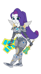 Size: 1836x3264 | Tagged: safe, artist:iyoungsavage, rarity, equestria girls, g4, armor, belly button, frown, looking at you, midriff, shield, simple background, transparent background, warcraft, weapon, world of warcraft