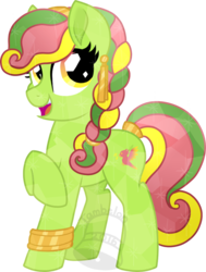 Size: 529x700 | Tagged: safe, artist:tambelon, oc, oc only, oc:tropical paradise, earth pony, pony, female, jewelry, mare, solo, watermark