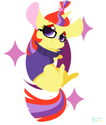 Size: 3632x4272 | Tagged: safe, artist:glitterstar2000, moondancer, g4, big ears, chibi, cutie mark background, female, high res, smiling, solo