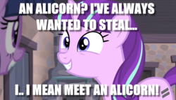 Size: 1258x720 | Tagged: safe, edit, edited screencap, screencap, starlight glimmer, twilight sparkle, alicorn, pony, g4, the cutie map, equal cutie mark, image macro, implied cutie mark theft, meme, twilight sparkle (alicorn)