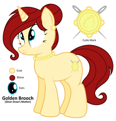 Size: 1923x2000 | Tagged: safe, artist:an-tonio, oc, oc only, oc:golden brooch, pony, unicorn, chubby, earring, female, hair bun, jewelry, mare, mother, necklace, pearl earrings, pearl necklace, plump, reference sheet, simple background, solo, white background