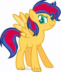 Size: 390x457 | Tagged: safe, artist:t-aroutachiikun, oc, oc only, oc:rapid wildfire, pegasus, pony, base used, colored pupils, female, mare, offspring, parent:flash sentry, parent:sunset shimmer, parents:flashimmer, simple background, solo, transparent background