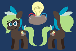 Size: 934x636 | Tagged: safe, artist:threetwotwo32232, oc, oc only, oc:bright idea, earth pony, pony, female, food, mare, potato, reference sheet, simple background, solo