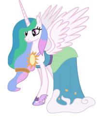 Size: 671x774 | Tagged: safe, artist:burningflamemc, princess celestia, alicorn, pony, g4, clothes, dress, female, mare, simple background, solo, spread wings, transparent background