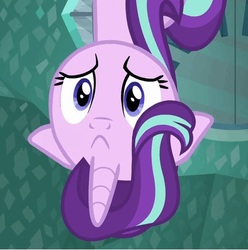 Size: 458x462 | Tagged: safe, starlight glimmer, pony, g4, :<, faic, inverted face, sad, wat, what has science done, you reposted in the wrong neighborhood