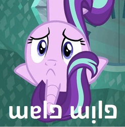 Size: 456x462 | Tagged: safe, screencap, starlight glimmer, pony, g4, faic, glim glam, image macro, inverted face, meme, wat, what has science done
