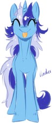 Size: 777x1811 | Tagged: safe, artist:vincher, minuette, pony, unicorn, g4, :p, eyes closed, female, simple background, smiling, solo, tongue out, unshorn fetlocks, white background