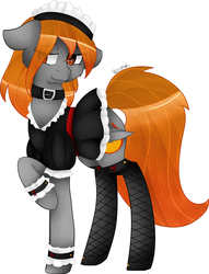 Size: 2561x3357 | Tagged: safe, artist:r.o.a.h., oc, oc only, oc:night flame, pony, clothes, collar, commission, high res, maid, sexy