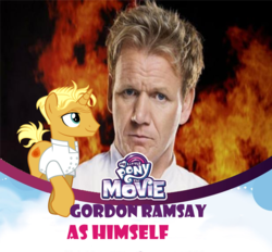 Size: 1174x1090 | Tagged: safe, gourmand ramsay, human, pony, g4, my little pony: the movie, exploitable meme, fake, gordon ramsay, irl, irl human, meme, photo, ponified, voice actor reveal meme