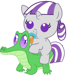 Size: 886x917 | Tagged: safe, artist:red4567, gummy, twilight velvet, pony, g4, baby, baby pony, cute, female, filly, filly twilight velvet, foal, pacifier, ponies riding gators, riding, simple background, velvetbetes, white background