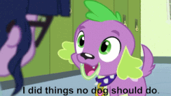 Size: 427x240 | Tagged: safe, edit, edited screencap, screencap, sci-twi, spike, spike the regular dog, twilight sparkle, dog, equestria girls, g4, my little pony equestria girls: friendship games, animated, gif, male, school, the simpsons, the simpsons movie
