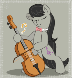 Size: 551x600 | Tagged: safe, artist:vavacung, octavia melody, earth pony, pony, g4, animated, backwards cutie mark, bipedal, cello, eyes closed, female, gif, musical instrument, smiling, solo